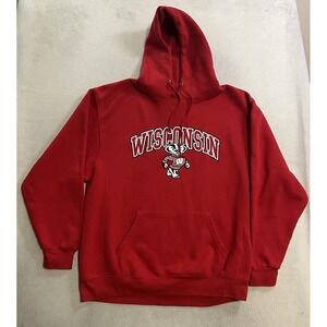 Wisconsin Badgers Pullover Hoodie Men's Size XL Red Long Sleeve Sweatshirt NCAA